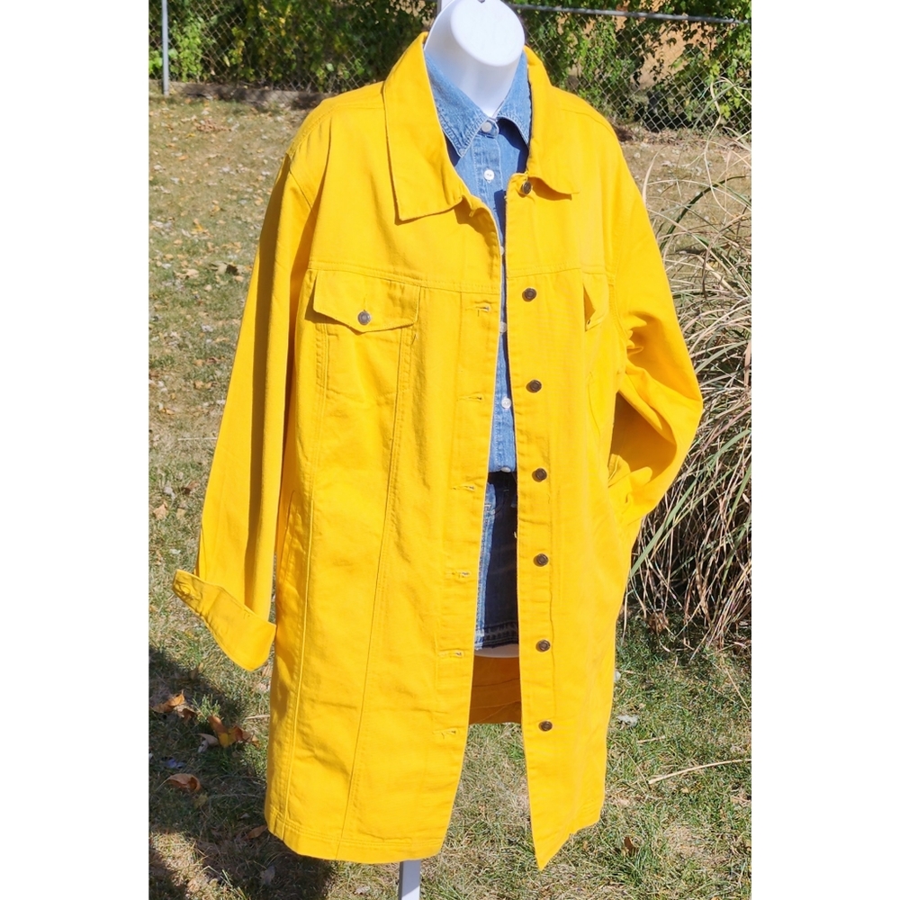 SOLD Jessica London Plus-Size Yellow 3/4 Quarter Length Denim Jean Jacket - 26W - Picture 5 of 8